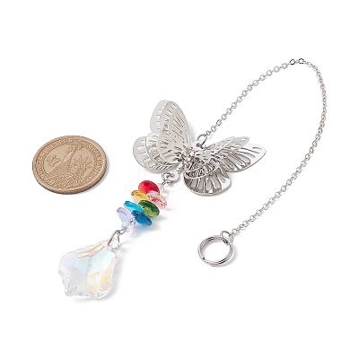 Brass Butterfly Hanging Ornaments HJEW-JM01759-1