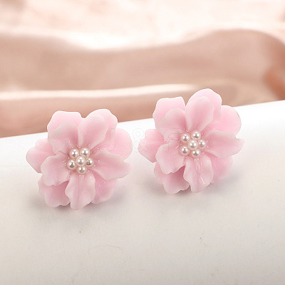 Flower Alloy Resin Stud Earrings FS-WG5AFB8-04-1