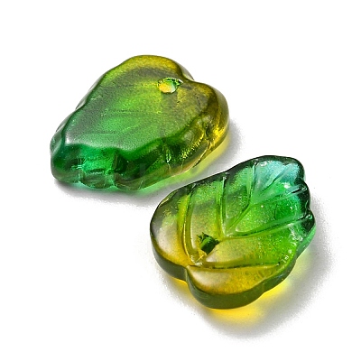 Autumn Theme Two-Tone Transparent Glass Charms GLAA-YW0001-53A-1