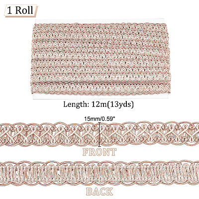 Polyester Braided Lace Trim OCOR-WH0078-09B-1