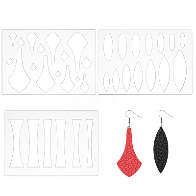 3Pcs 3 Styles Clear Acrylic Drawing Stencils AJEW-HY0001-77A-1
