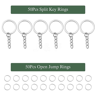 50Pcs Iron Split Key Rings IFIN-YW0003-42-1