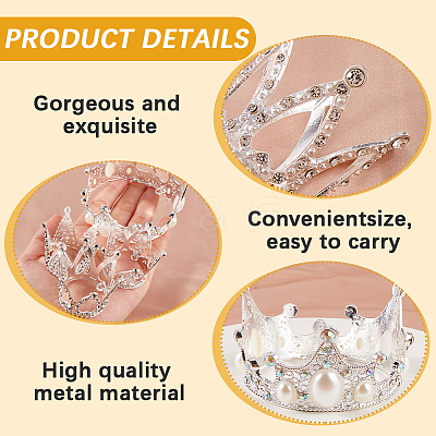 4Pcs 4 Styles Alloy Rhinestones Crown Cake Decoration DIY-SP0003-26S-1
