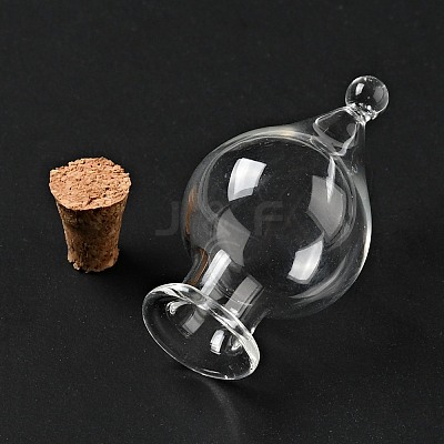 Teardrop Glass Cork Bottles Ornament AJEW-A039-01B-1