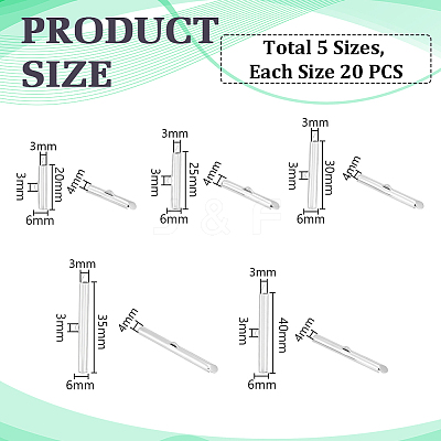 100Pcs 5 Styles 304 Stainless Steel Slide On End Clasp Tubes STAS-UN0060-24P-02-1