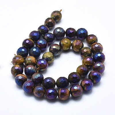 Electroplated Natural Tiger Eye Beads Strands G-O164-03-10mm-1