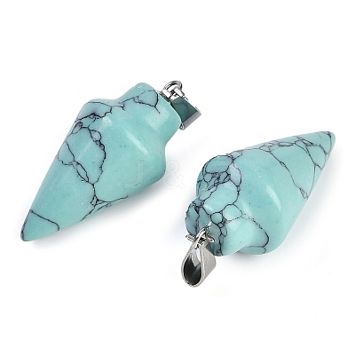Synthetic Turquoise Gemstone Pointed Pendants G-K384-01P-03-1