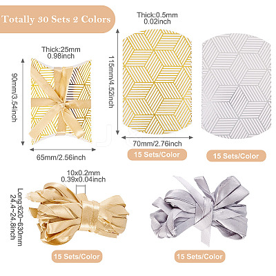 30 Sets 2 Colors Hot Stamping Pillow Cardboard Paper Printed Candy Boxes CON-TA0001-29-1