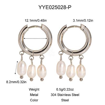 Fashionable 304 Stainless Steel Rice Chandelier Earrings HF3347-2-1