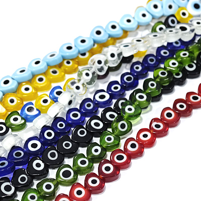 Handmade Evil Eye Lampwork Beads Strands LAMP-F023-B-1