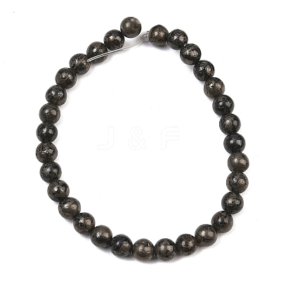 Natural Pyrite Beads Strands G-P303-01-6mm-8-1