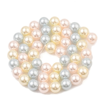 Baking Paint Pearlized Glass Pearl Round Bead Strands PEAR-H019-02C-09-1