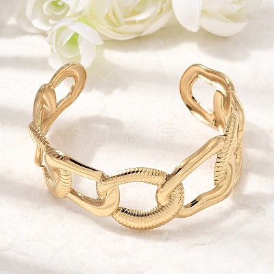 Boho 304 Stainless Steel Twisted Link Cuff Bangles SA-CBA1E89-01D-G-1