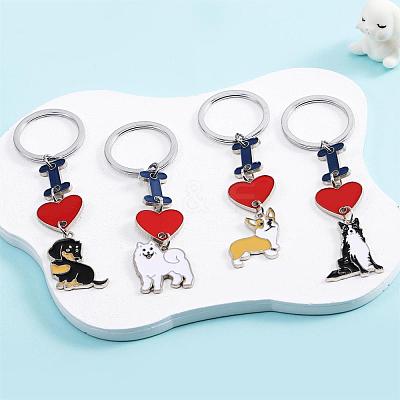 WEWAYSMILE 2 pcs Dog Keychain Car Keychain Pet Pendant Key-Ring Lovely Dog Key-ring Portable Metal Keychain Gift for Pet Lover Birthday Puppy Theme Party Supplies (Yellow Corgi) JX789A-1