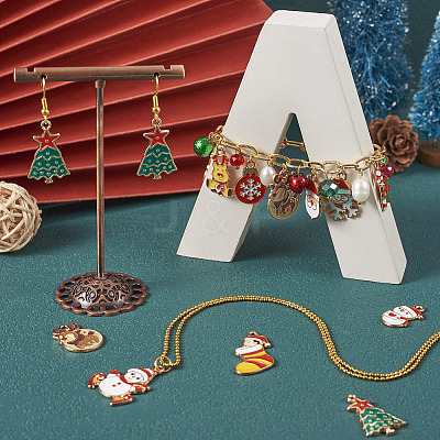 32Pcs 16 Styles Christmas Theme Alloy Enamel Pendants ENAM-TA0001-64-1