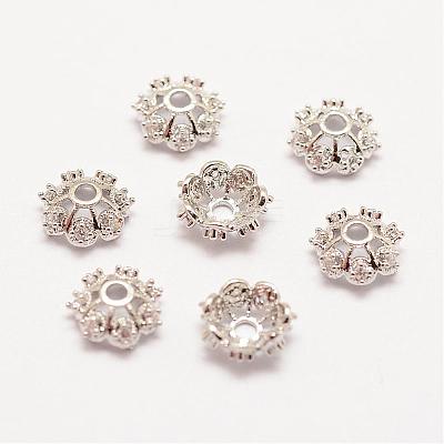 Long-Lasting Plated Brass Micro Pave Grade AAA Cubic Zirconia Fancy Bead Caps ZIRC-G090-59P-1