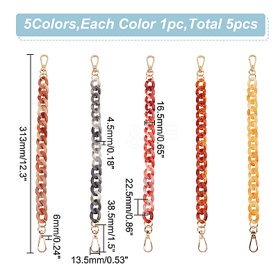 5Pcs 5 Colors Acrylic Curb Chain Purse Extender Chains FIND-WR0007-21-1