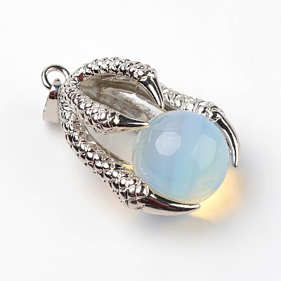 Eagle Claw Alloy Opalite Pendants G-L455-A22-1