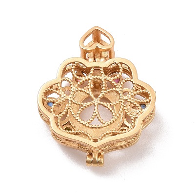 Brass Micro Pave Colorful Cubic Zirconia Locket Pendants KK-G390-29MG-1