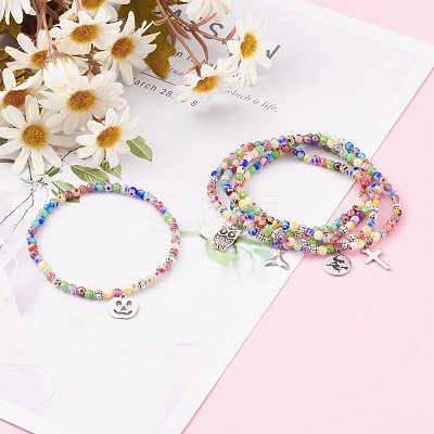 Charm Stretch Bracelets BJEW-JB05975-1