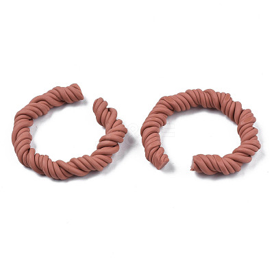 Polymer Clay Twist Rope Open Ring CLAY-N010-031-03-1