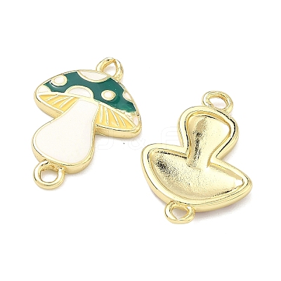 Autumn Brass Enamel Mushroom Links Connector Charms KK-K417-03A-G-1