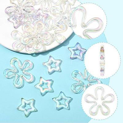 20Pcs 2 Styles Plated UV Acrylic Beads TACR-FS0001-61-1