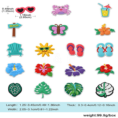 36Pcs 18 Styles Beach Theme PVC Cabochons FIND-CJ0011-23-1