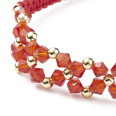 Glass Braided Flower Link Bracelet for Women BJEW-TA00130-03-1