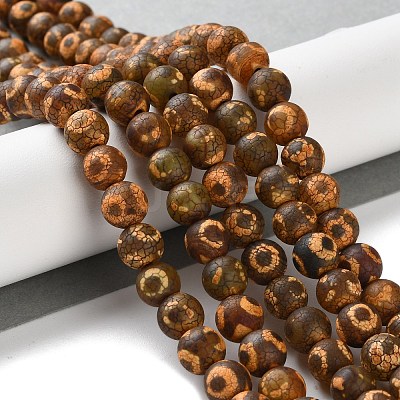 Dyed & Heated Tibetan Style dZi Beads Strands G-P564-A01-01B-1