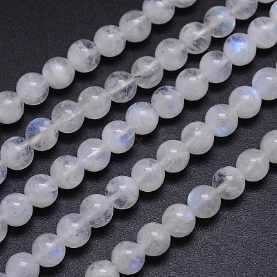 Natural Rainbow Moonstone Round Bead Strands G-M263-C-02-1