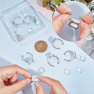 DIY Blank Square Cuff Ring Making Kit DIY-UN0005-39-1