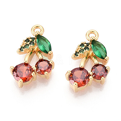 Brass Micro Pave Clear Cubic Zirconia Pendants KK-T078-04G-02-1