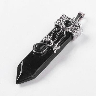 Natural Obsidian Big Pendants G-G718-A06-1