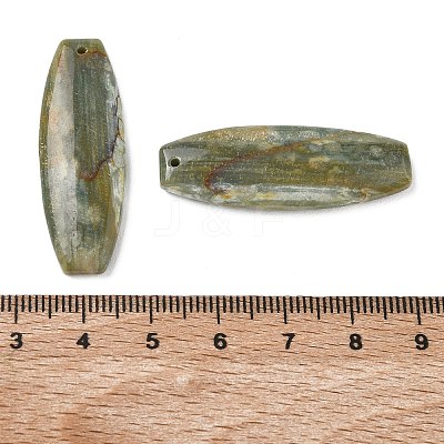 Natural Indian Green Line Jasper Pendants G-Z151-02E-1