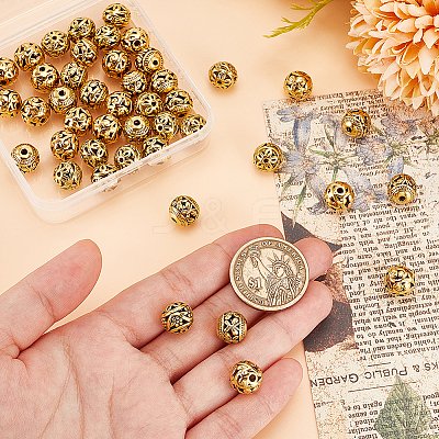 45Pcs 3 Styles Hollow Tibetan Style Alloy Beads FIND-PH0021-10-1