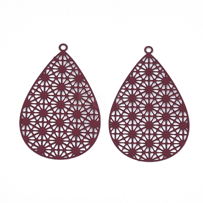 430 Stainless Steel Filigree Pendants X-STAS-S108-25A-03-1
