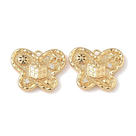 Christmas Brass Micro Pave Clear Cubic Zirconia Pendants KK-A280-03F-G-1