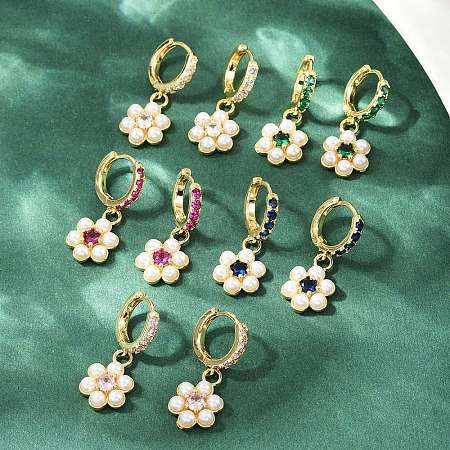 Brass Micro Pave Cubic Zirconia Hoop Earrings EJEW-S277-13G-1