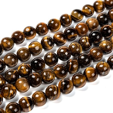 Natural Grade AB Tiger Eye Round Beads Strands X-G-O047-02-10mm-1