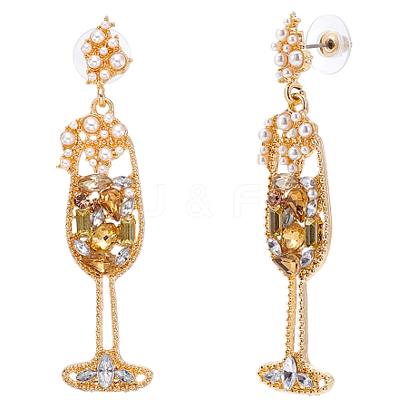 1Pair Alloy Rhinestone Dangle Stud Earrings EJEW-UN0002-73B-1