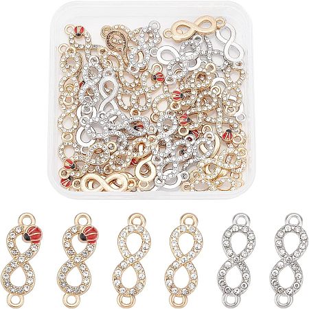 48Pcs 3 Style Alloy Rhinestone Links Connectors ALRI-FH0001-04-1