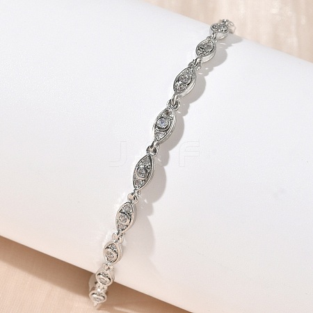 Brass Micro Pave Clear Cubic Zirconia Eye Link Chain Bracelets for Women BJEW-G764-09P-1