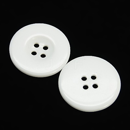 White Flat Round Resin Buttons X-RESI-D033-18mm-01-1