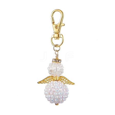 Angel Glass Seed Bead Pendant Decorations HJEW-MZ00088-01-1