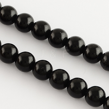 Natural Black Agate Round Bead Strands X-G-R198-6mm-1