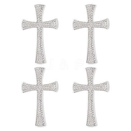 4Pcs Cross Rhinestone Lapel Pins JEWB-HY0001-50S-1