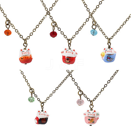 6Pcs Brass Necklaces NJEW-CA00002-1