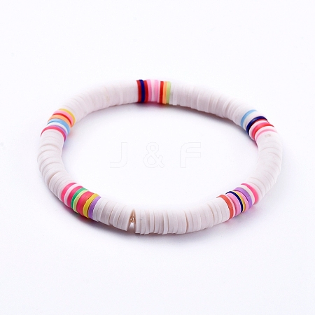 Handmade Polymer Clay Heishi Beads Stretch Bracelets BJEW-JB05087-01-1