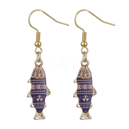 Light Gold Alloy Enamel Dangle Earrings EJEW-JE05607-05-1